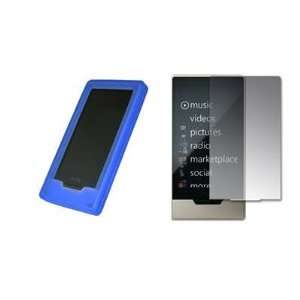  Blue Soft Silicone Gel Skin Cover Case + Crystal Clear LCD Screen 