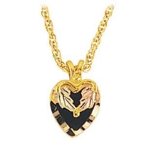  Black Hills Gold Necklace   Black Onyx   Heart Jewelry