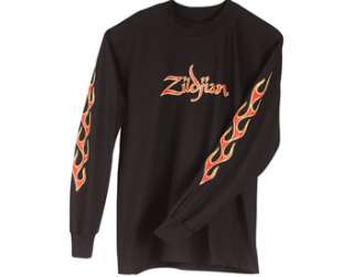 Zildjian Cymbals Classic Black Fire Logo Long Sleeve Tee T Shirt   S M 