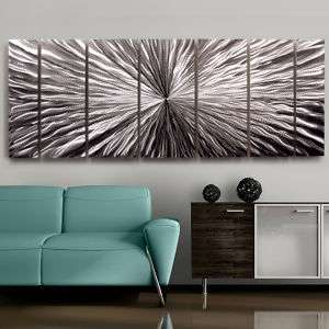 Large Contemporary Abstract Metal Wall Art Sculpture Silver Radiant 