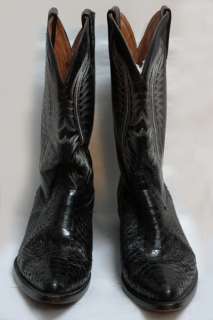 VTG Dos De Oro Mens Black Snakeskin Cowboy Boots Sz 10  