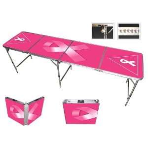  Pink Ribbon Beer Pong Table 8ft   Premium HD Design 