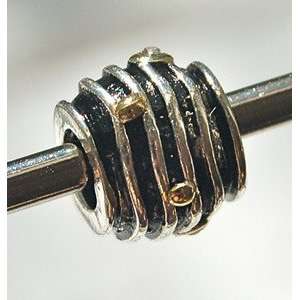 Pandora style triple coated sterling silver and gold plate bead 