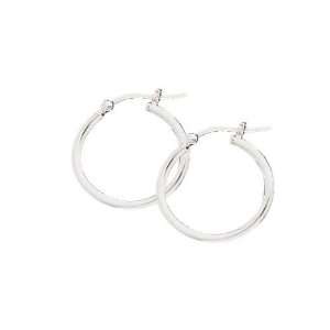  2.5mm Sterling silver hoop earrings 1 3/16 inch diameter 