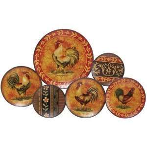  Aged Rooster Wall Hanging Plates Collection