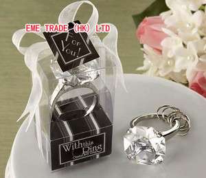 Wedding Favors Decoration Crystal Diamond Rings Key Chain With Box 