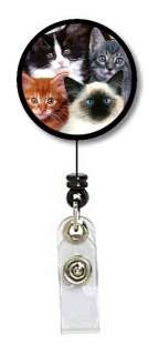 CATS KITTENS CLIP ON RETRACTABLE ID BADGE HOLDER GIFT  
