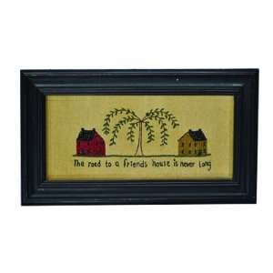  Sampler   Road to a Friend   Framed Country Rustic Primitive 
