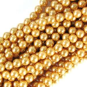  8mm gold shell pearl round beads 16 strand