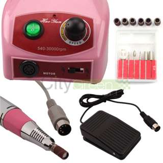 Electric Nail Art File Drill 6 Bits Acrylic Tool Sanding Bands 