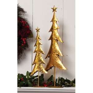  Metal Christmas Tree Set of 2 Table Decor, Gold