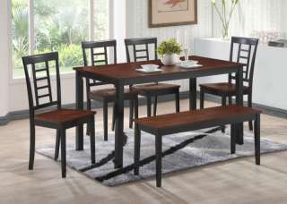   / Walnut Finish Wood Dining Room Kitchen Table 4 Chairs & Bench New