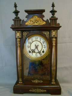   Antique CHINESE VICTORIAN era SHUN HSING Old WOOD Mantle CLOCK  