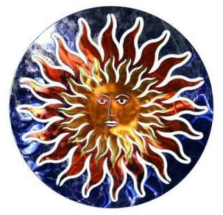 New Large BLUE SUN FACE METAL WALL ART Sunface Decor Round Decorations 