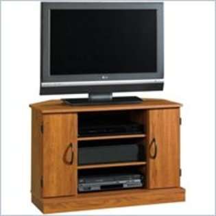 Sauder Beginnings Corner TV Stand in Pecan 