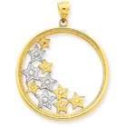 Jewelry Adviser pendants 14k & Rhodium Diamond cut Stars in Circle 