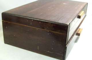 vintage WOOD WOODEN SILVERWARE FLATWARE lined STORAGE BOX CASE w 