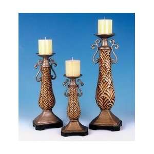  3Pc Ivory Candle Holders 12, 16, 20