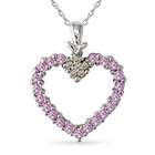 Amour Pink Sapphire and Brown Diamond Heart Pendant in 10k White Gold 
