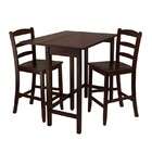   Wood 3pc Drop Leaf Counter Height Dining Set in Antique Walnut Finish