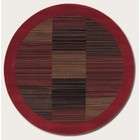 Couristan 53 Round Area Rug Slender Stripe Pattern with Red Border