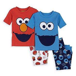 Toddler Boys Elmo & Cookie Monster 4 Piece Pajama Set  Sesame Street 