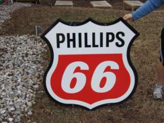 Vintage 1969 Phillips Route 66 Gas Station Sign 48 X 48 Porcelain NO 