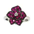 Lab Created Ruby Flower Ring in Sterling Silver