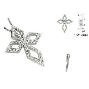    Sterling Silver Diamond Shaped Pave CZ Cross Pendant Jewelry