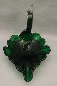 Emerald Green Murano Glass Swan Bowl~Dish  