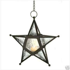 Moroccan Clear Art glass STAR Goth Candle Candleholder  