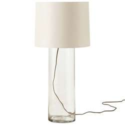CLEAR GLASS Table Lamp WHITE Shade, Beach Coastal NEW  