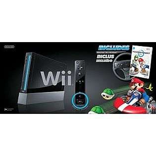 Wii Console with Mario Kart   Black  Nintendo Movies Music & Gaming 