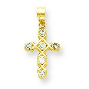  10k Polished Cz Cross Charm Jewelry