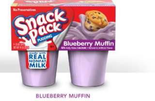 Hunts Snack Pack Pudding, Blueberry Muffin, 4 pk