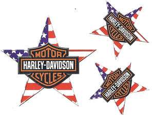 Harley Davidson Bar & Shield American Flag Star Tattoo  