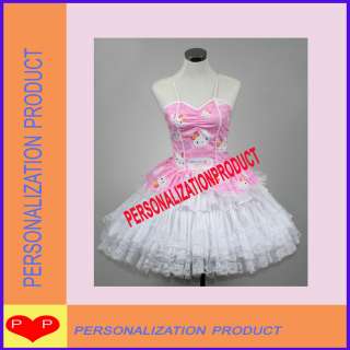   Gothic Lolita pink Cosplay Hello Kitty Pattern 7 Ballroom Corset dress