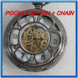 New Antique Mens Women Bronze Mechanical Stainless Steel Pocket Watch 