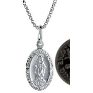 Sterling Silver Immaculate Heart of Mary Medal 11/16 X 7/16 (18 x 11 