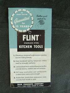 Flint Stainless Steel Kitchen Tools Old Brochure EKCO  