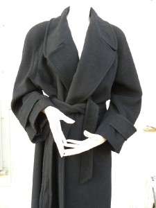  100% cashmere black long wrap style coat, sold at  