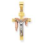 goldia 14k Gold Tri color Diamond cut Large Draped INRI Crucifix 