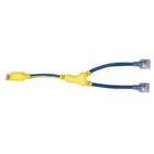   10/4 STW 30 Amp Generator Y Adapter, 2 Foot, Blue with Yellow Stripe