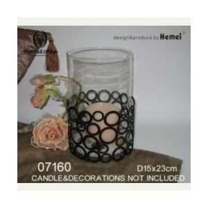   Single Candle Holder With Glass and Metal REDGL07160