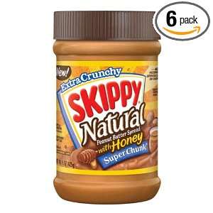 Skippy Natural Peanut Butter with Honey, Extra Crunchy, 15 Ounce (Pack 