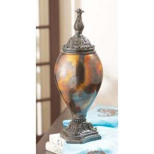   Hand Painted Tigers Eye Decorative Urn 
