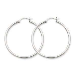  14k White Gold Lightweight Hoop Earrings Jewelry