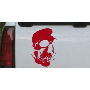 Skull Shadowed Side Skulls Car Window Wall Laptop Decal Sticker    Red 