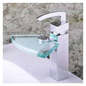  Chrome Single Handle Centerset Waterfall Bathroom Sink 