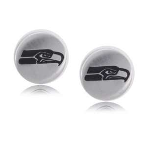  Seattle Seahawks Earrings NFL Round Button Studs   New 